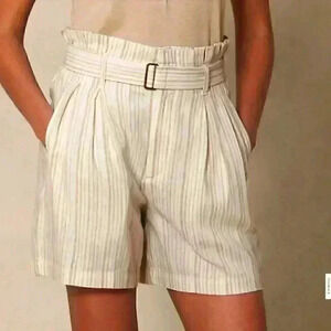 LINEN-BLEND PAPERBAG SHORT